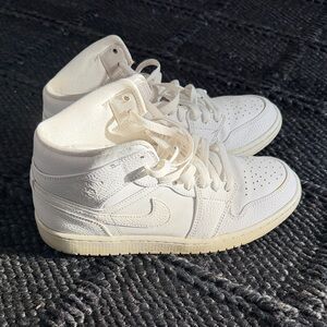 Nike Air Jordan 1 Triple White High-Top Sneakers